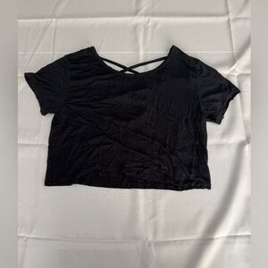 American Eagle Black Soft and Sexy cropped short-sleeve top